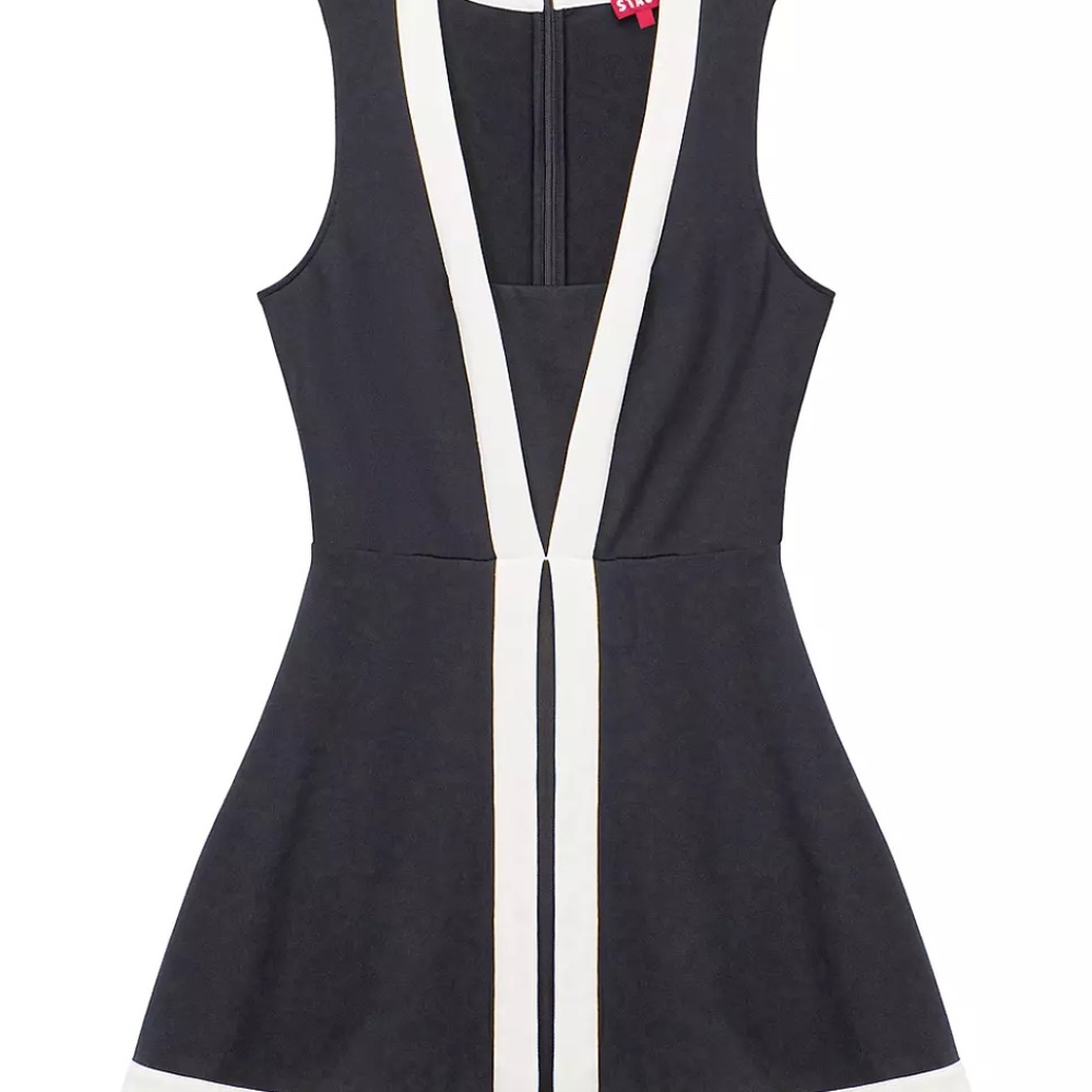 STAUD COURT Cross-Court Two-Tone Minidress Black Ivory